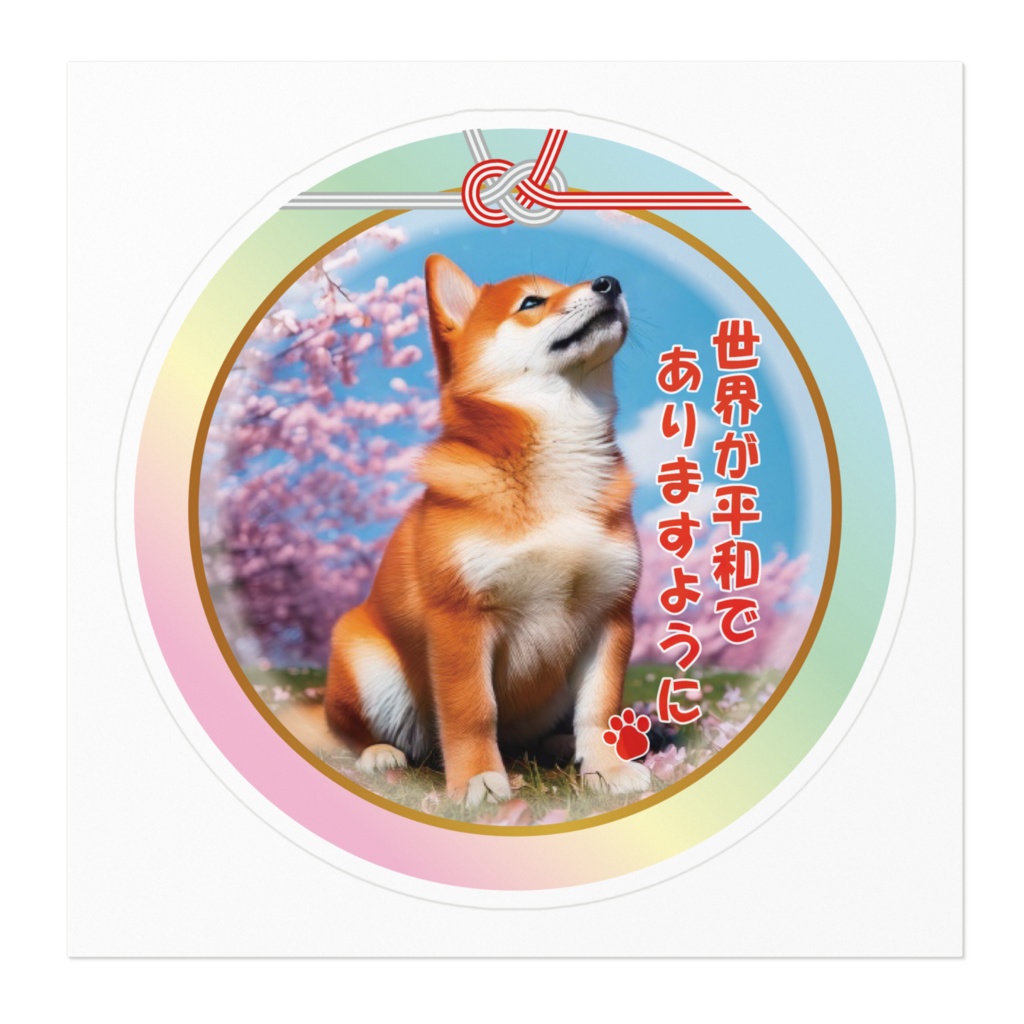 ※なるわん座限定ステッカー・柴犬さんちの神だのみ(世界が平和でありますように)