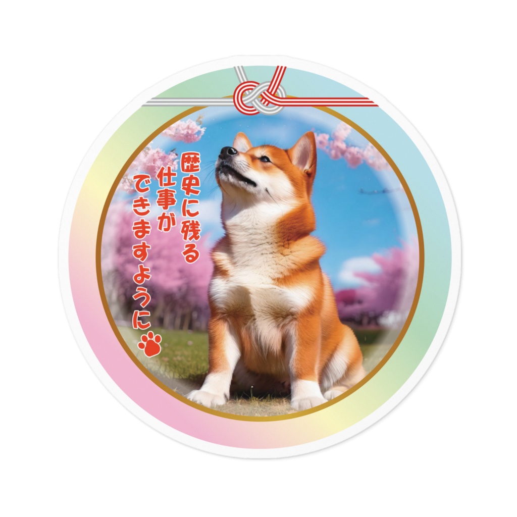 ※なるわん座限定ステッカー・柴犬さんちの神だのみ(歴史の残る仕事ができますように)