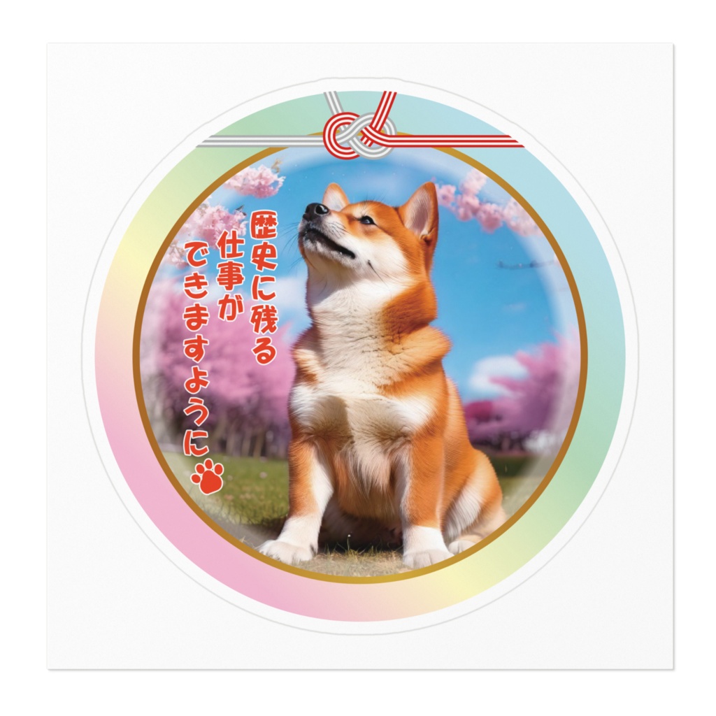 ※なるわん座限定ステッカー・柴犬さんちの神だのみ(歴史の残る仕事ができますように)