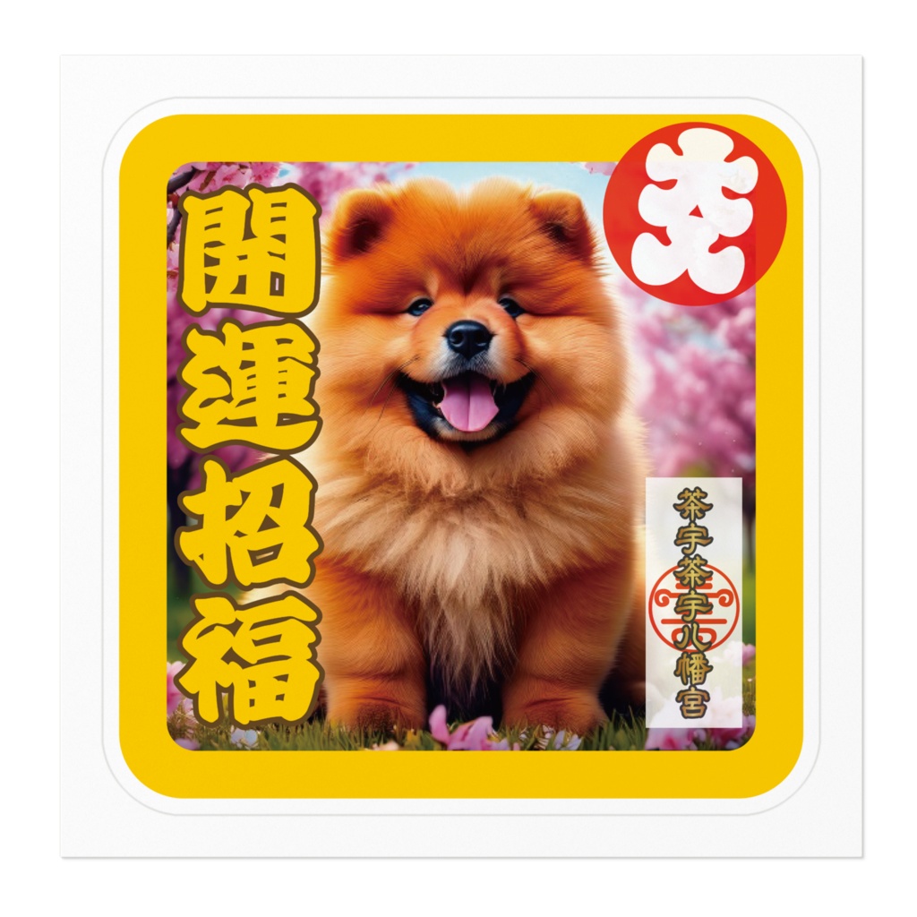 なるわん座招福ステッカー・チャウチャウ八幡宮護符(開運招福)