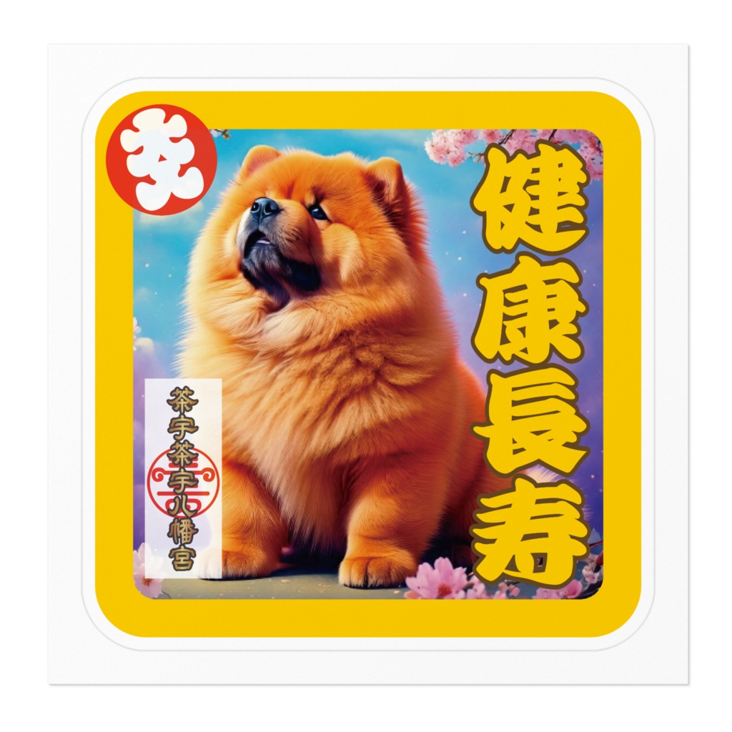 なるわん座招福ステッカー・チャウチャウ八幡宮護符(健康長寿)