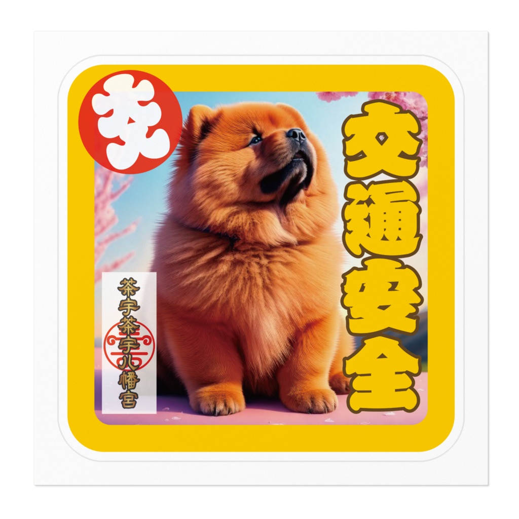 なるわん座招福ステッカー・チャウチャウ八幡宮護符(交通安全)