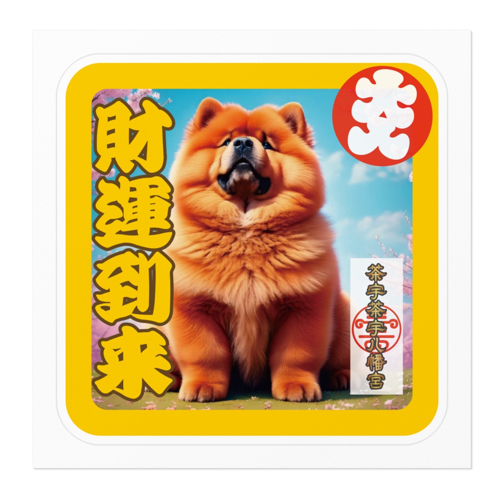 なるわん座招福ステッカー・チャウチャウ八幡宮護符(財運到来)