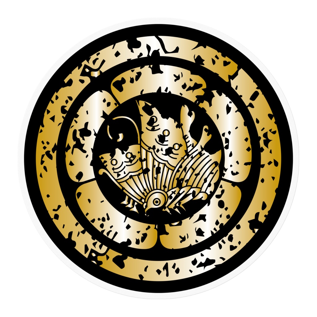 なるわん座招福家紋ステッカー・鷹取瓜