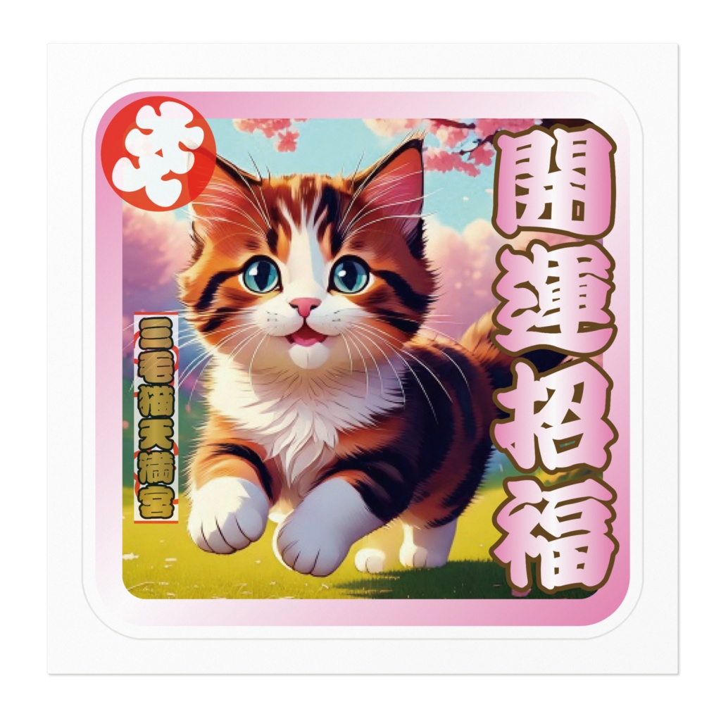 ※なるわん座招福ステッカー三毛猫天満宮お守り(開運招福)