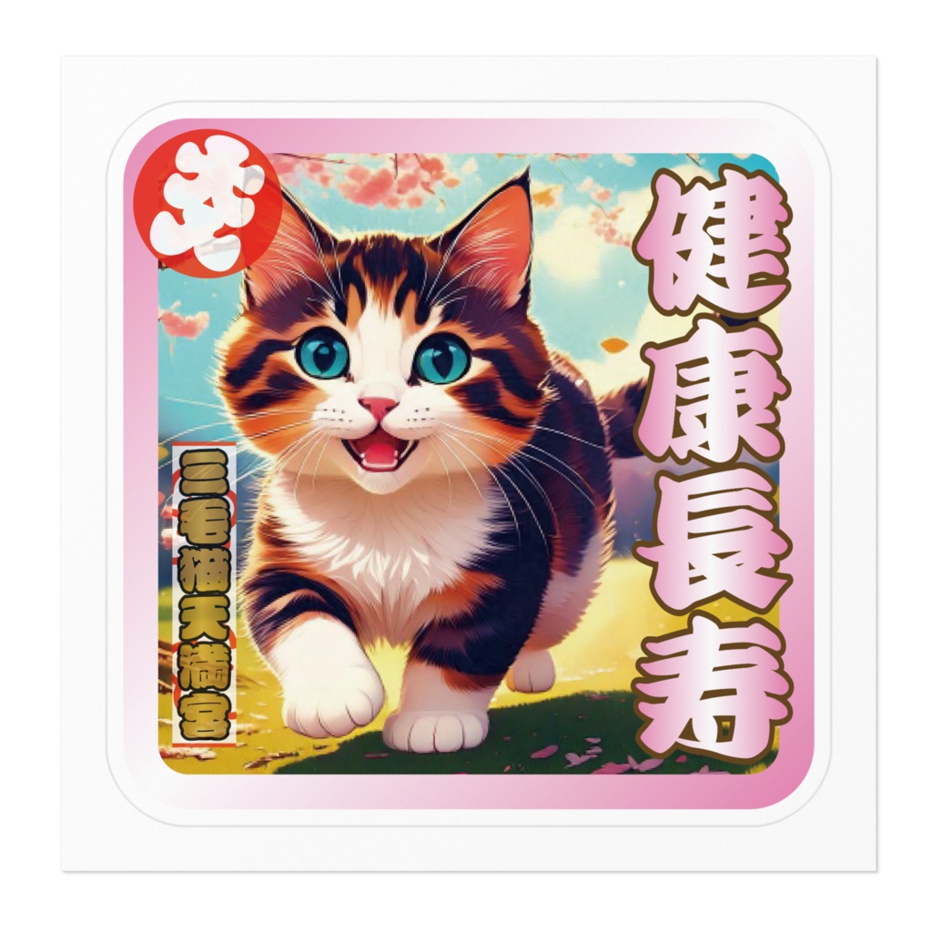 ※なるわん座招福ステッカー三毛猫天満宮お守り(健康長寿)