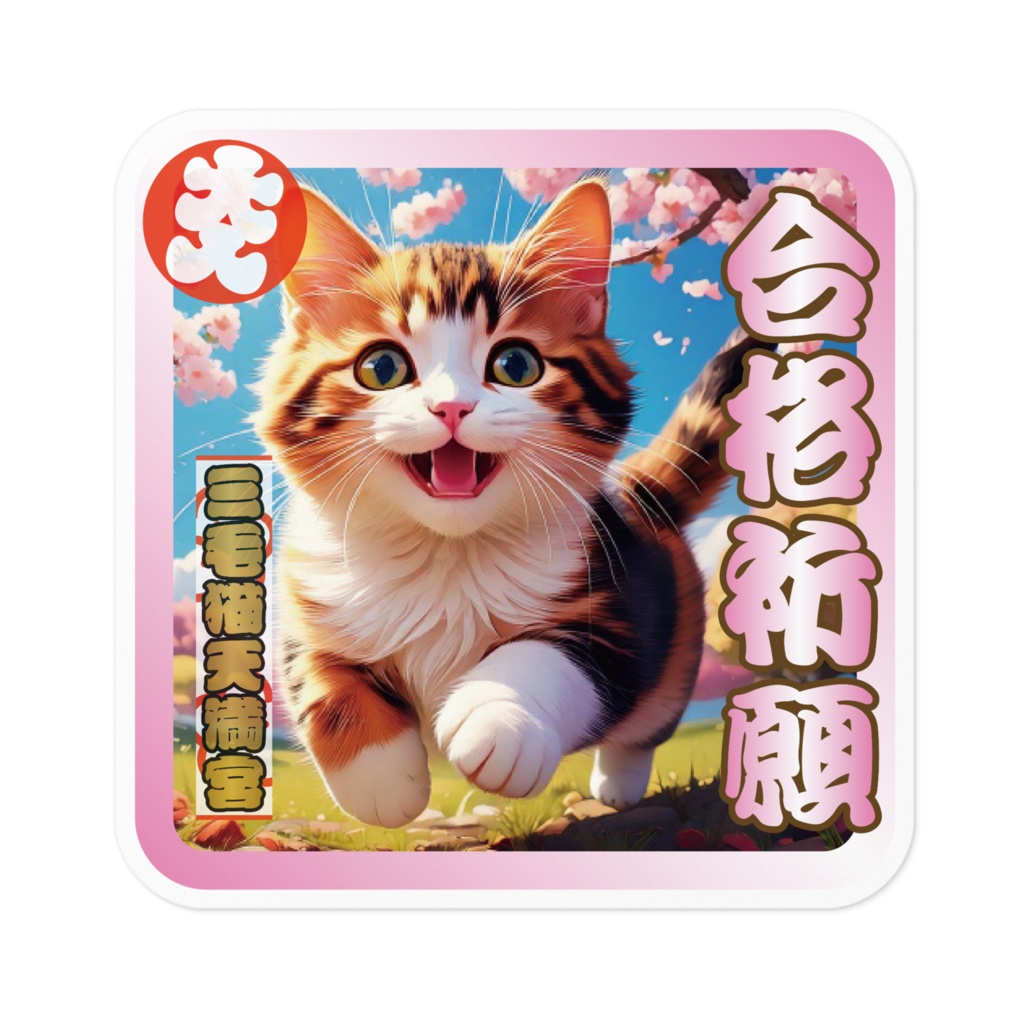 ※なるわん座招福ステッカー三毛猫天満宮お守り(合格祈願)