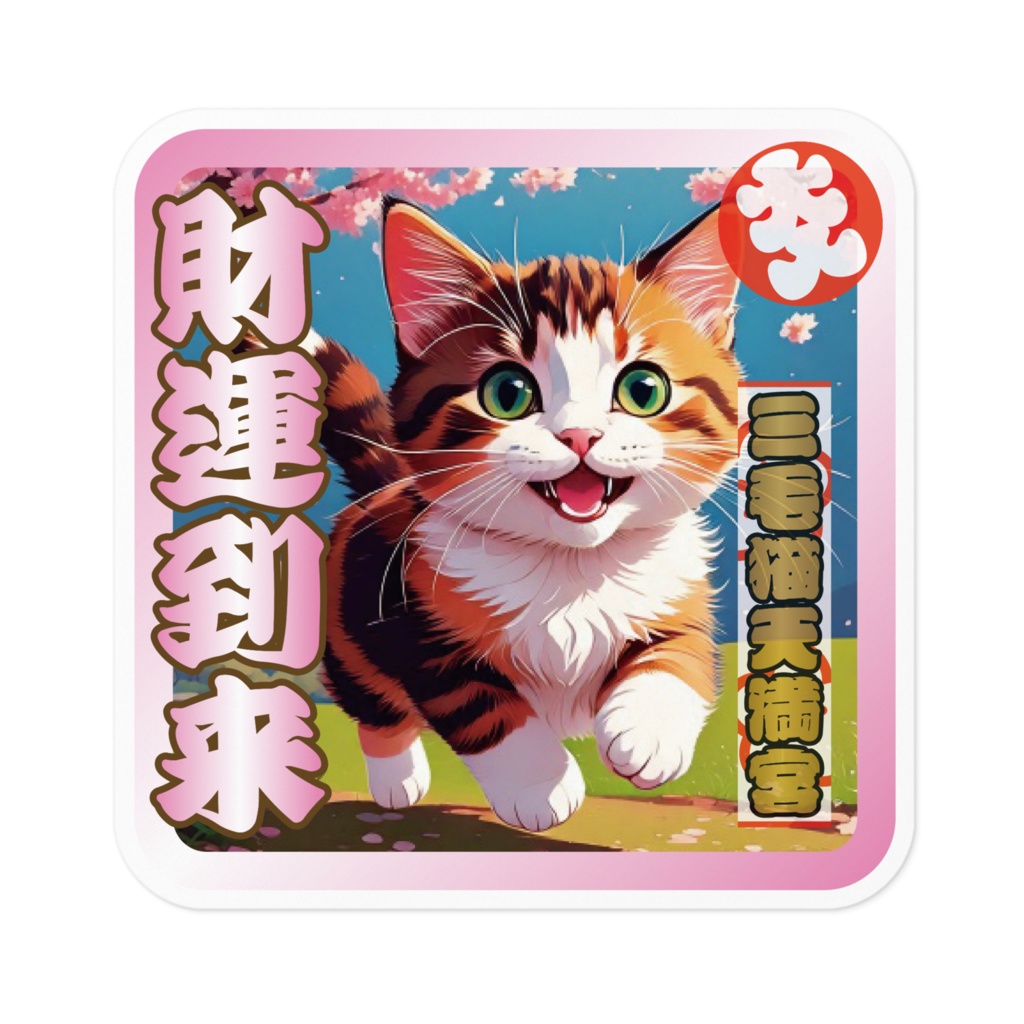 ※なるわん座招福ステッカー三毛猫天満宮お守り(財運到来)
