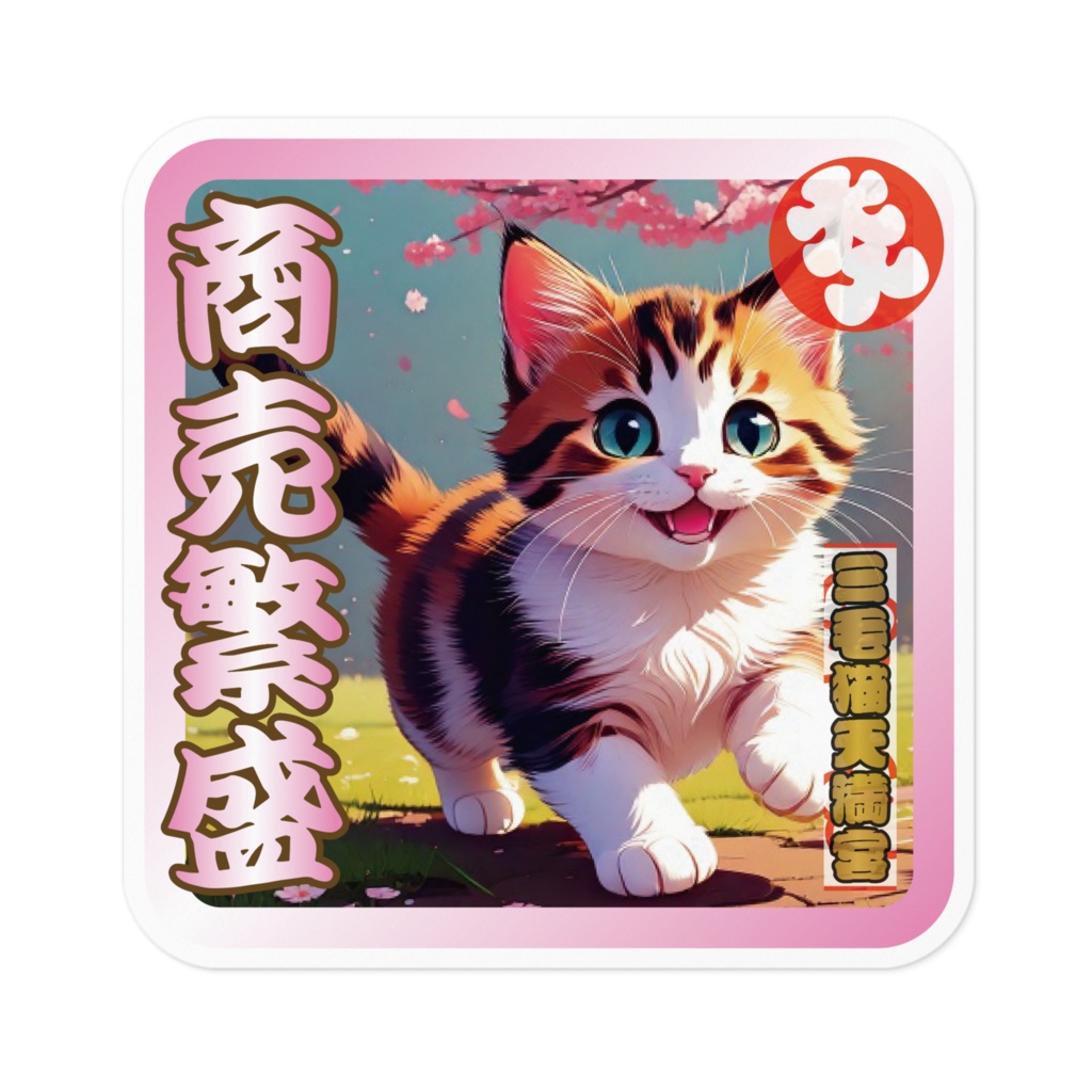 ※なるわん座招福ステッカー三毛猫天満宮お守り（商売繫盛）