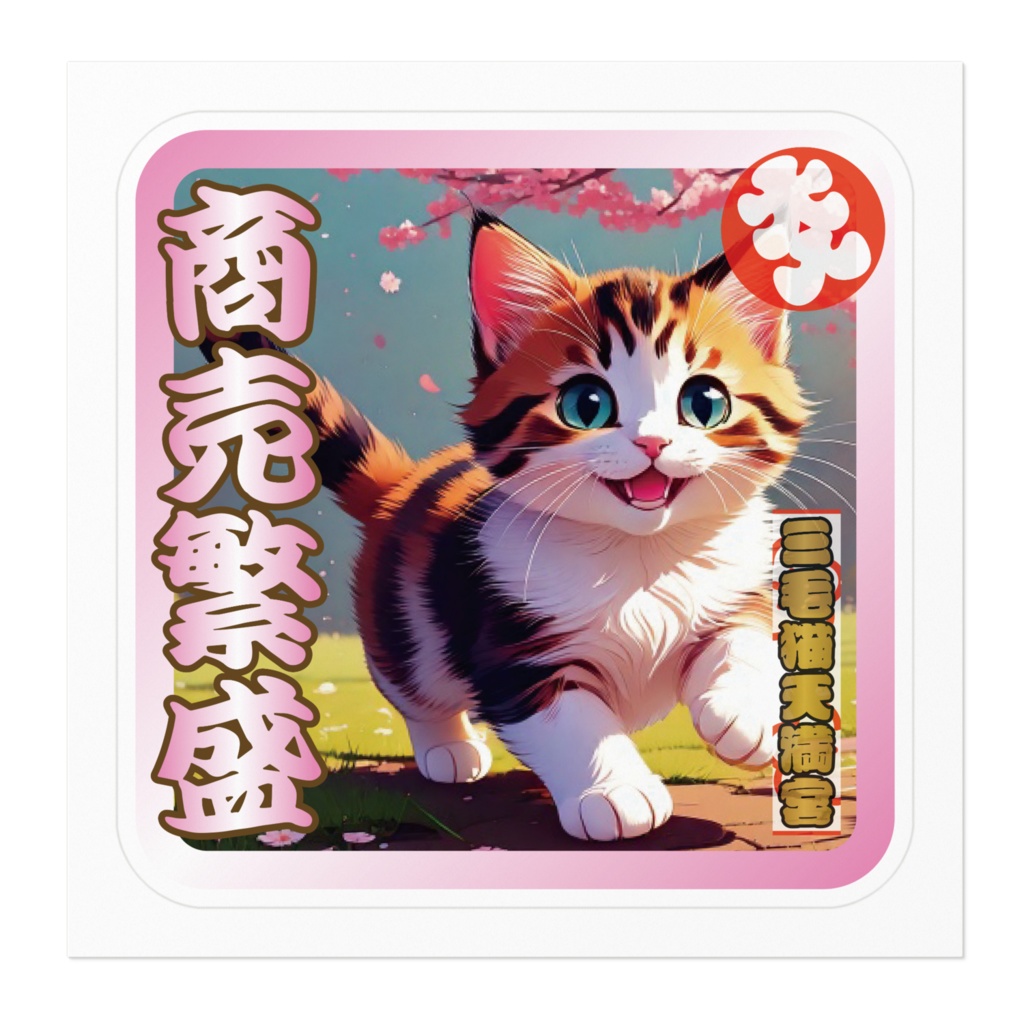 ※なるわん座招福ステッカー三毛猫天満宮お守り(商売繫盛)