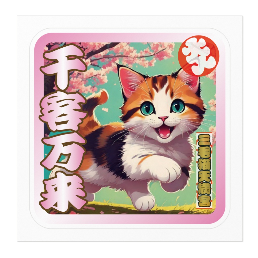 ※なるわん座招福ステッカー三毛猫天満宮お守り(千客万来)
