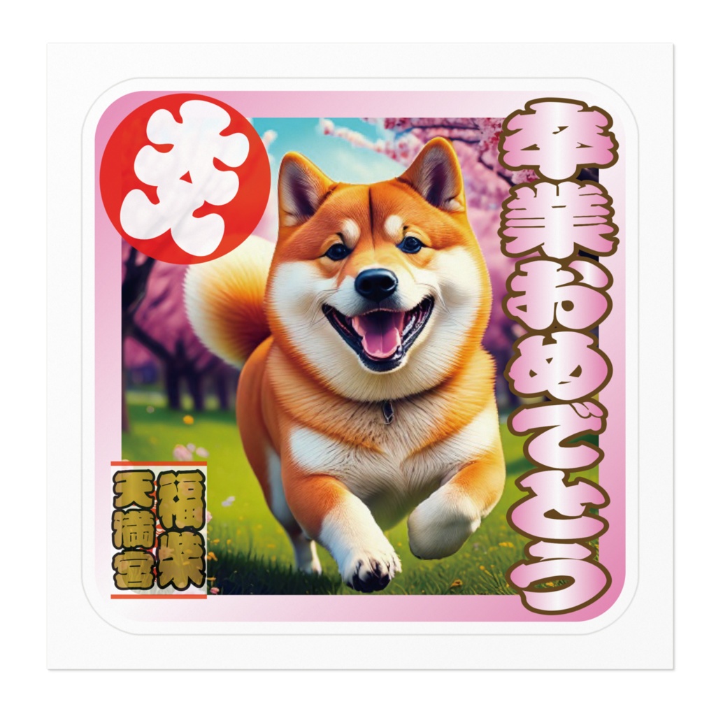 ※なるわん座招福ステッカー卒業おめでとう(柴犬その9)