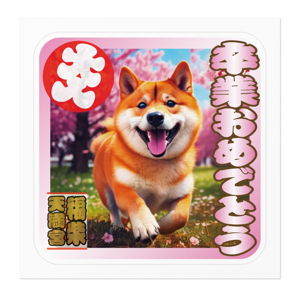 ※なるわん座招福ステッカー卒業おめでとう(柴犬その8)