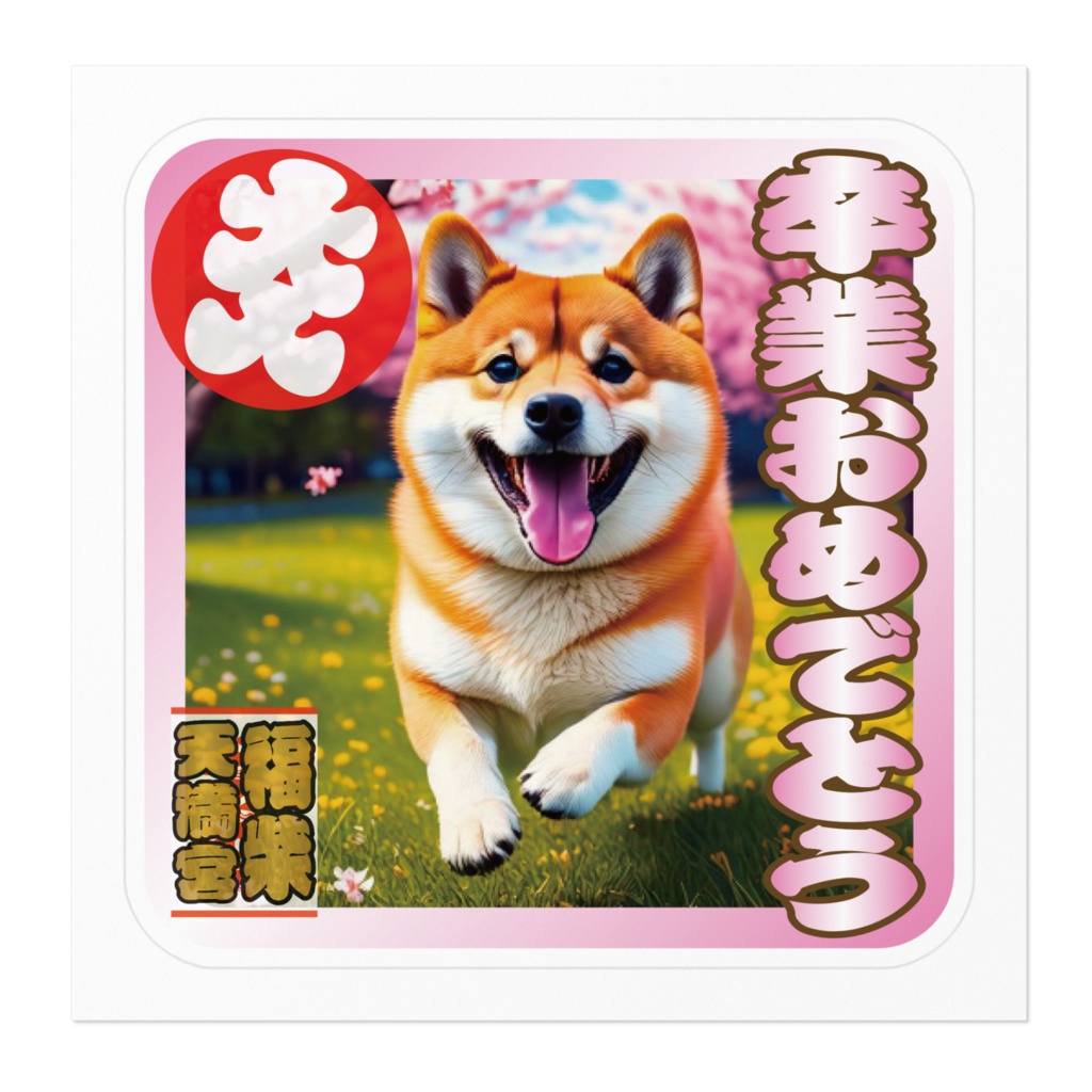 ※なるわん座招福ステッカー卒業おめでとう(柴犬その6)