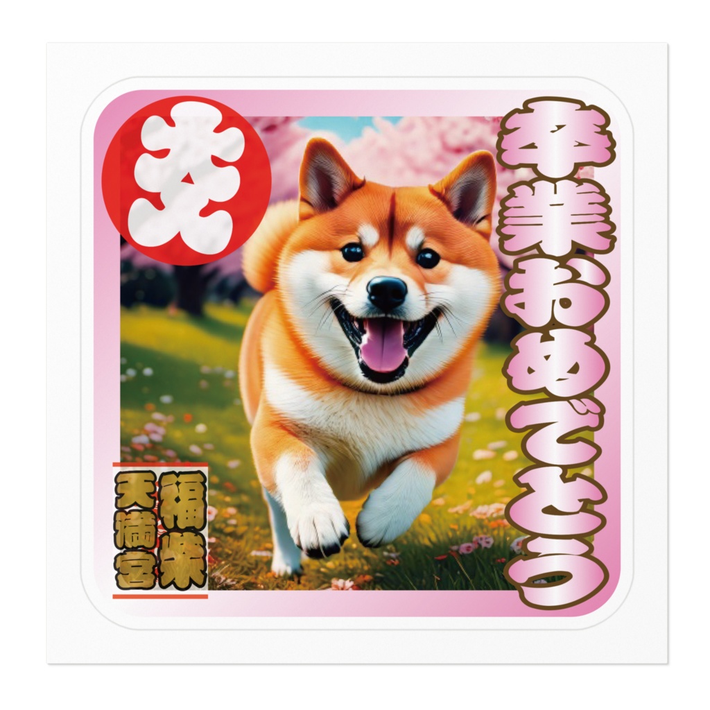※なるわん座招福ステッカー卒業おめでとう(柴犬その5)