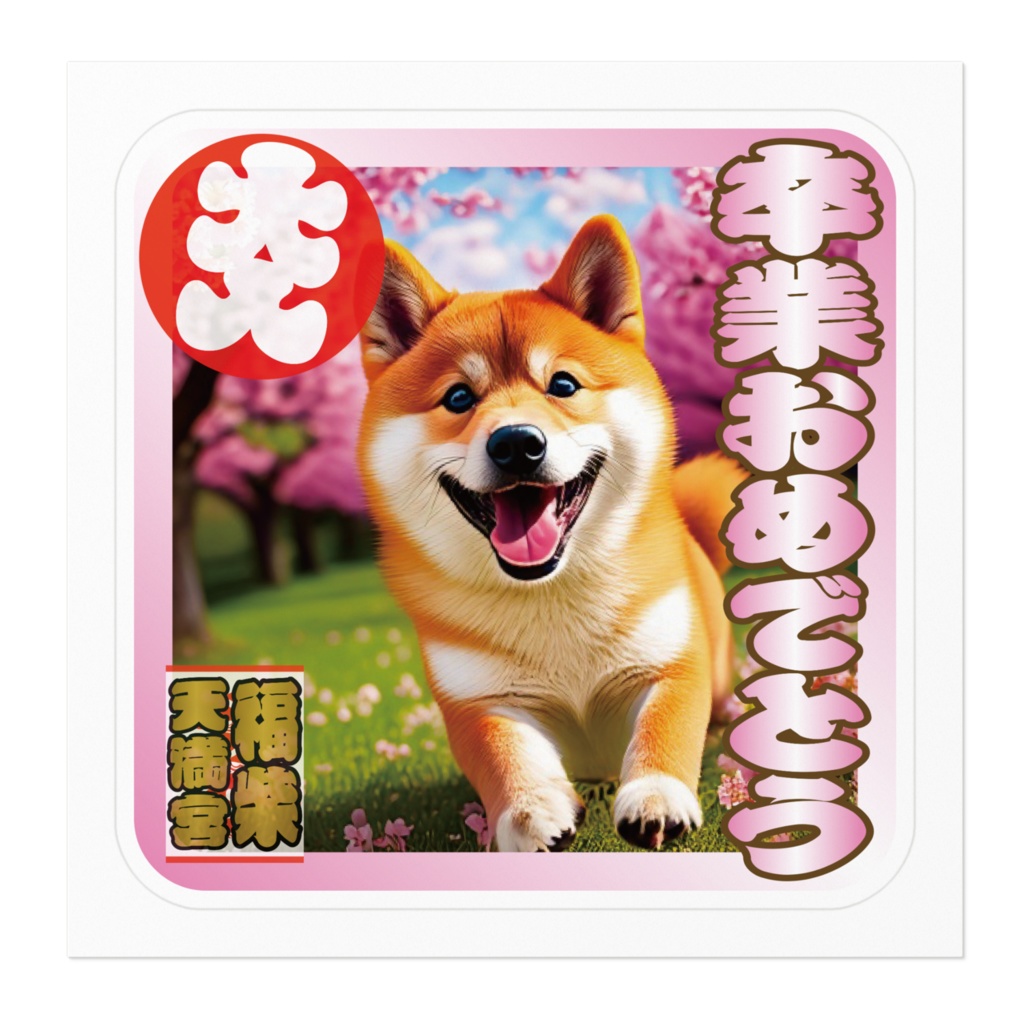 ※なるわん座招福ステッカー卒業おめでとう(柴犬その3)