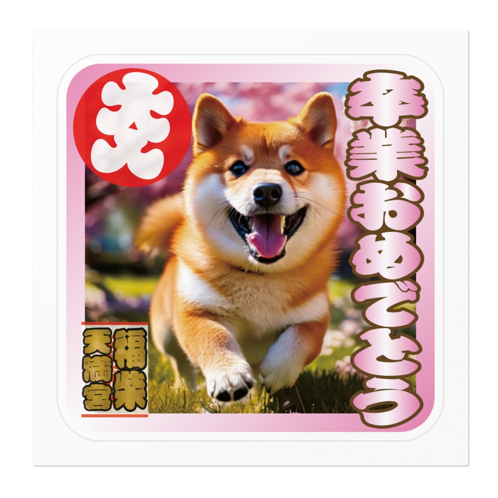 ※なるわん座招福ステッカー卒業おめでとう(柴犬その1)
