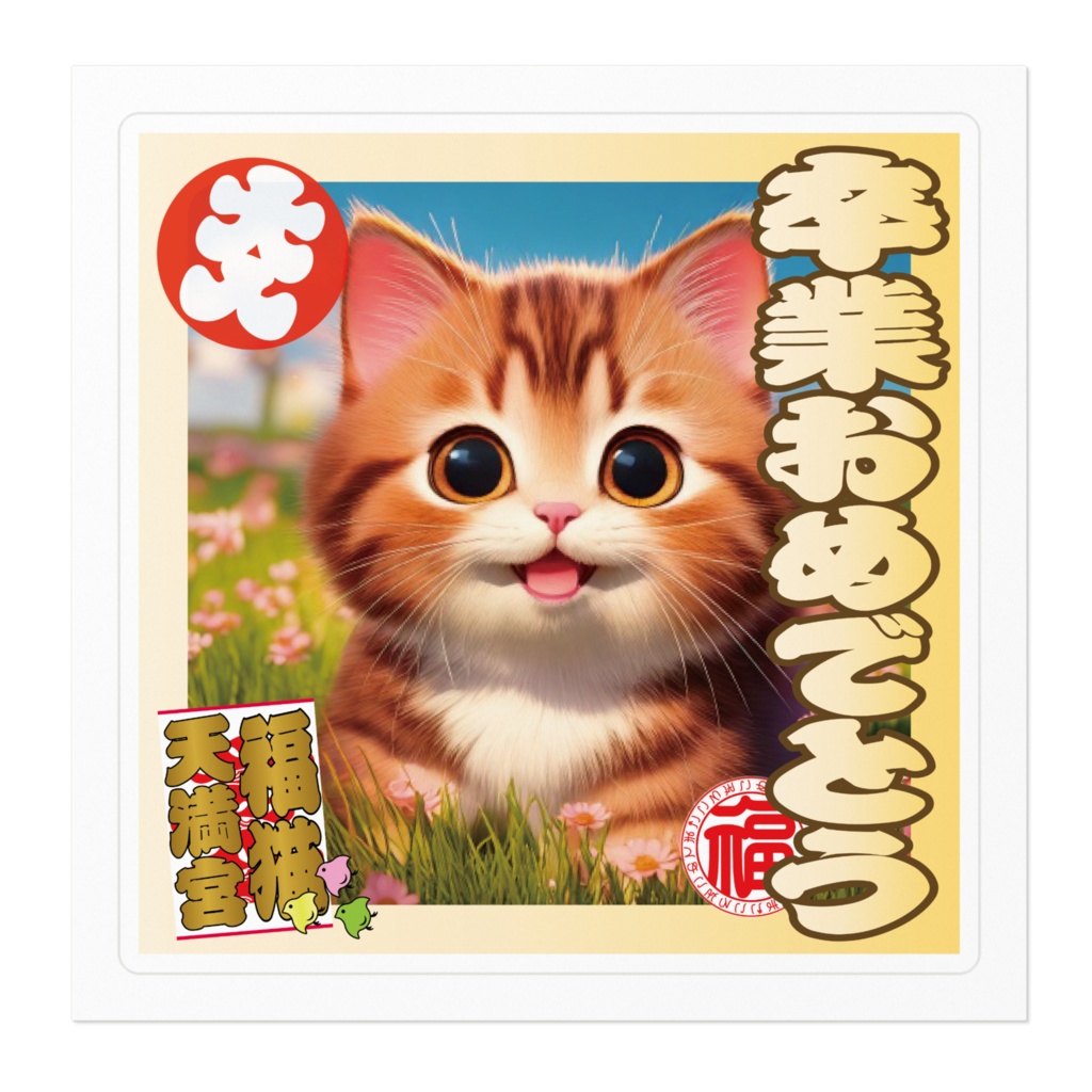 なるわん座招福ステッカー卒業おめでとう(猫)6