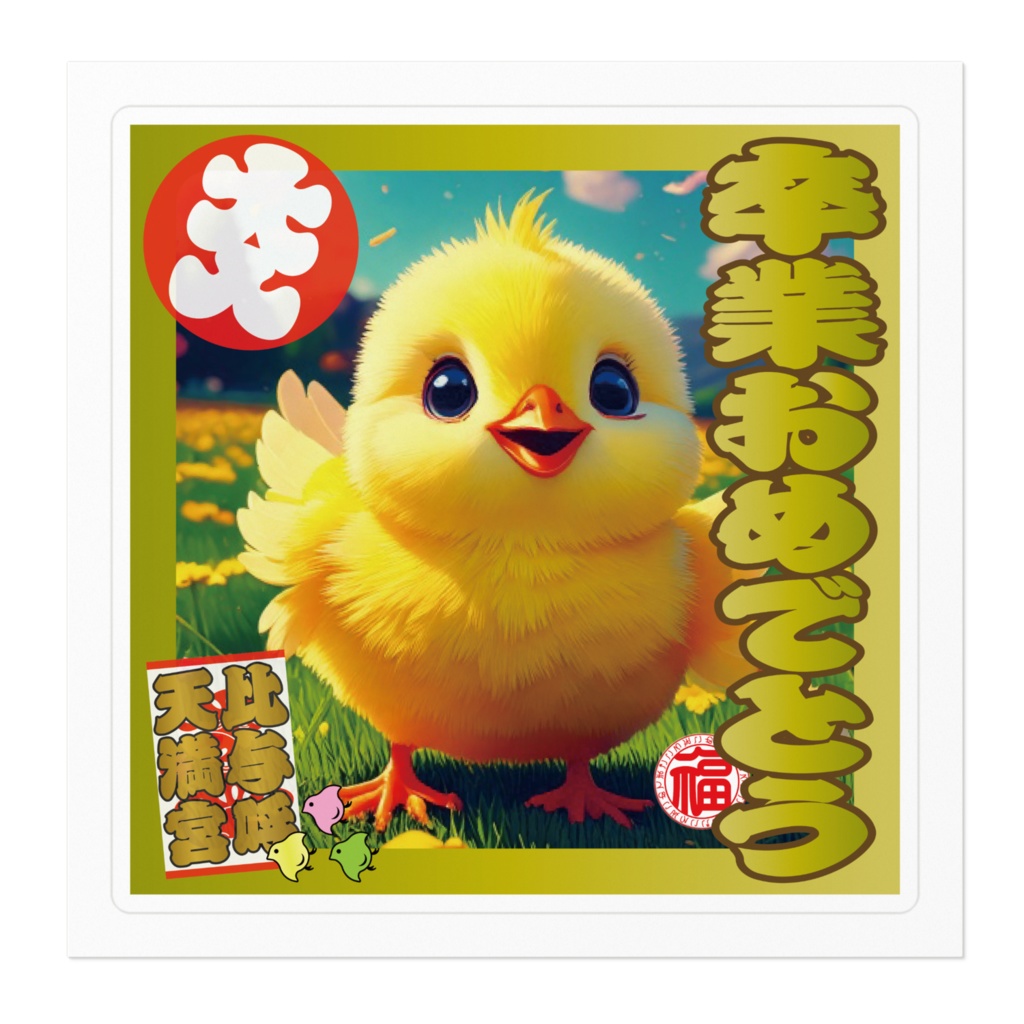 なるわん座招福ステッカー卒業おめでとう(ひよこ)9