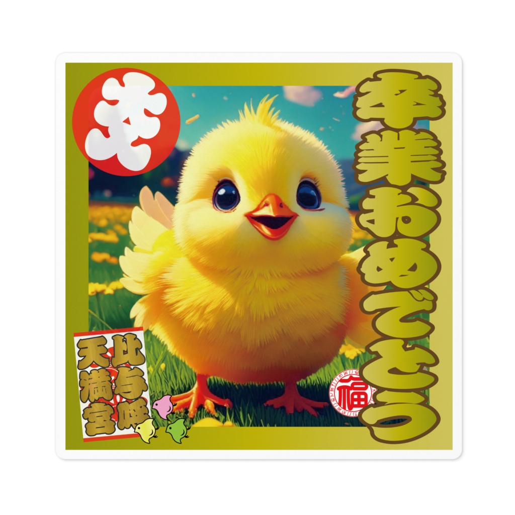 なるわん座招福ステッカー卒業おめでとう(ひよこ)9