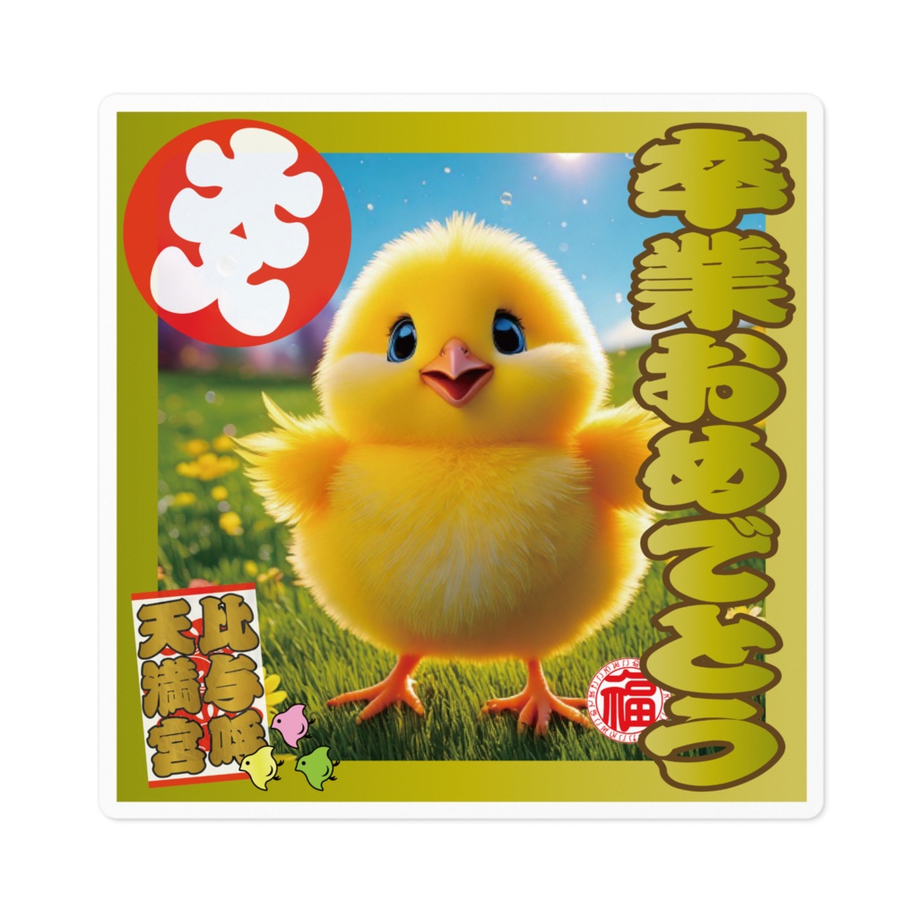 なるわん座招福ステッカー卒業おめでとう(ひよこ)8