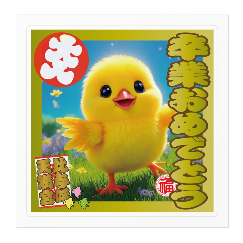 なるわん座招福ステッカー卒業おめでとう(ひよこ)7