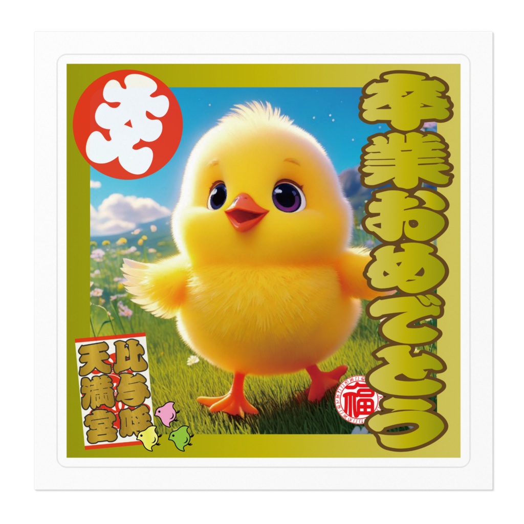 なるわん座招福ステッカー卒業おめでとう(ひよこ)6