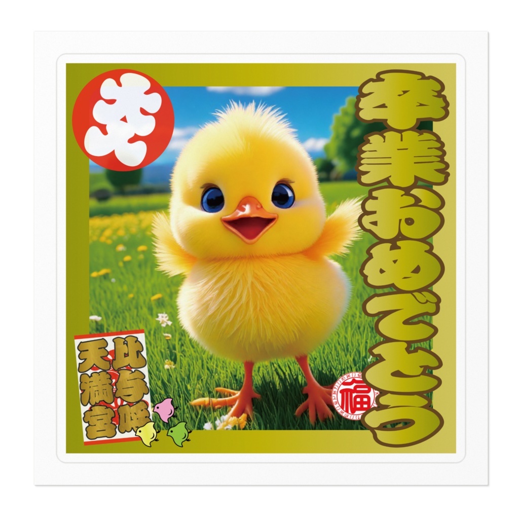 なるわん座招福ステッカー卒業おめでとう(ひよこ)5