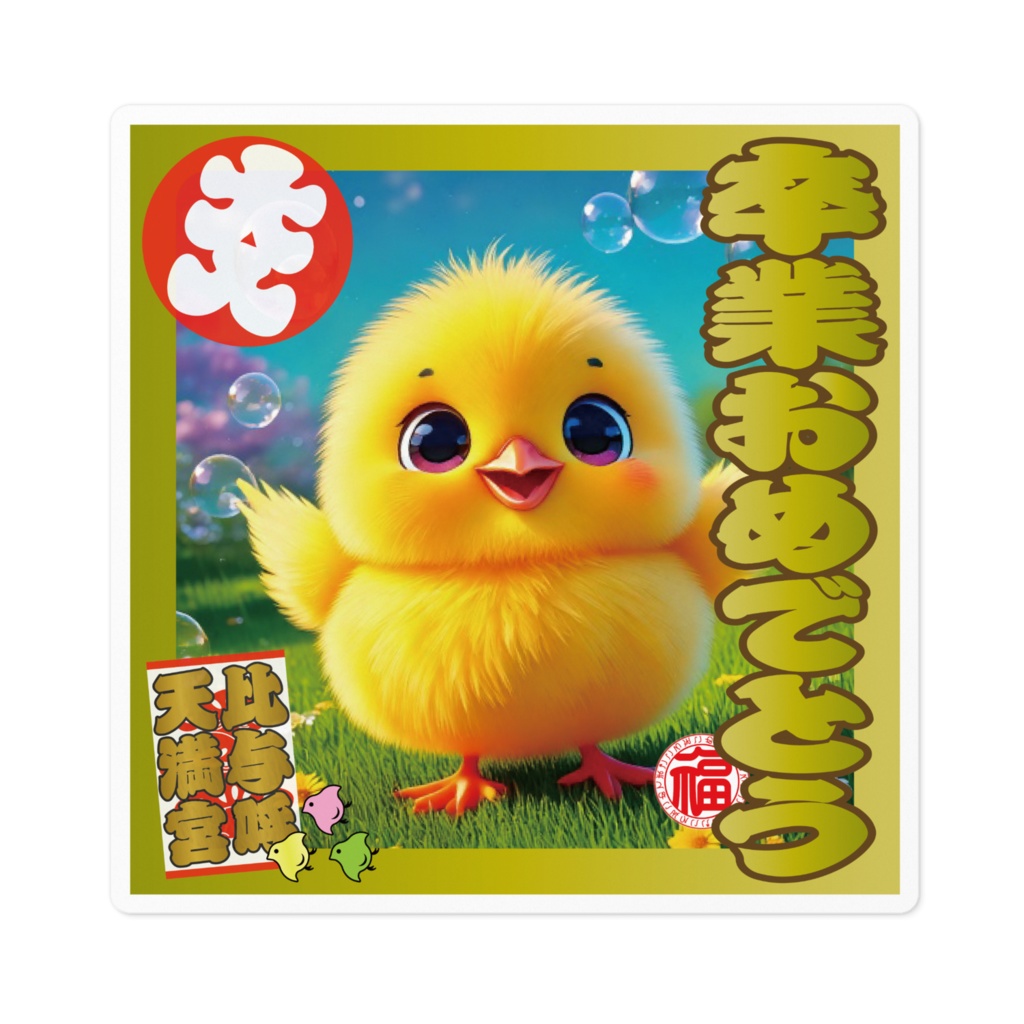 なるわん座招福ステッカー卒業おめでとう(ひよこ)4