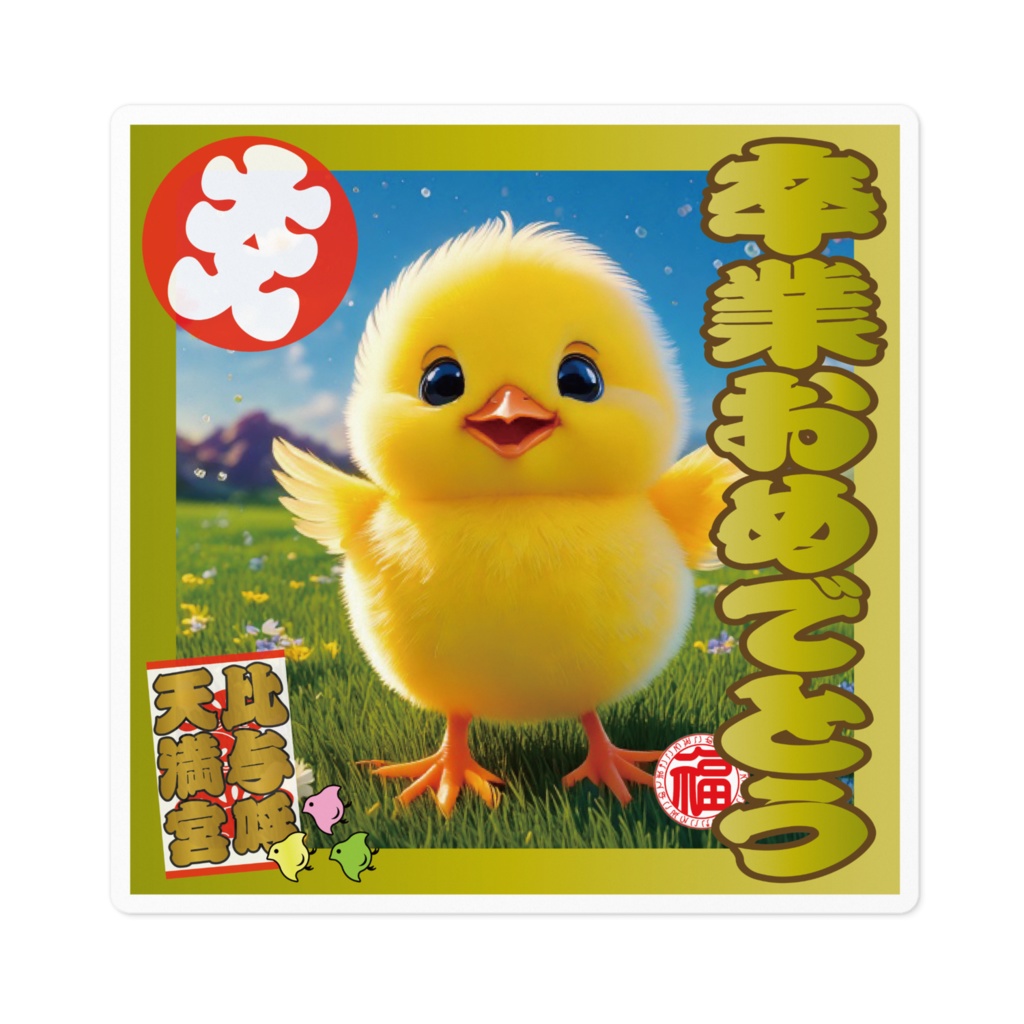 なるわん座招福ステッカー卒業おめでとう(ひよこ)3