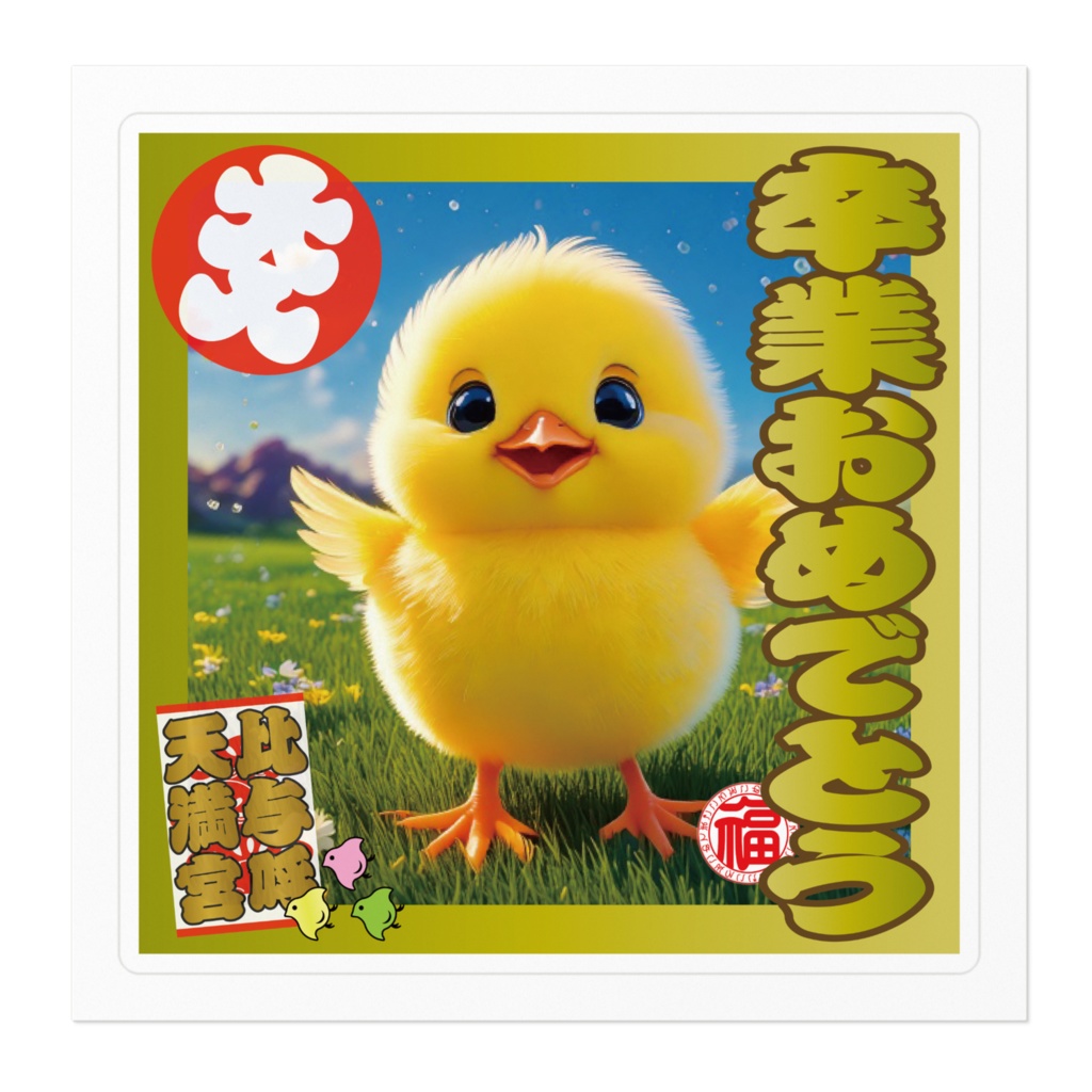 なるわん座招福ステッカー卒業おめでとう(ひよこ)3