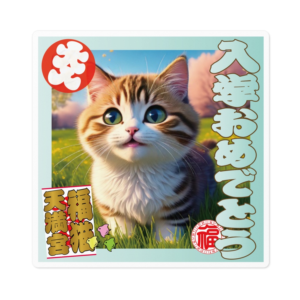 なるわん座招福ステッカー入学おめでとう(猫)7