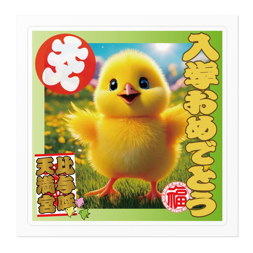 なるわん座招福ステッカー入学おめでとう(ひよこ)8