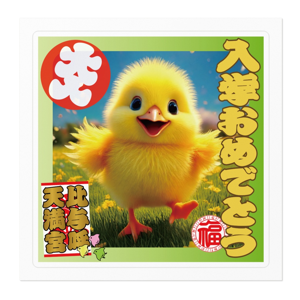 なるわん座招福ステッカー卒業おめでとう(ひよこ)7