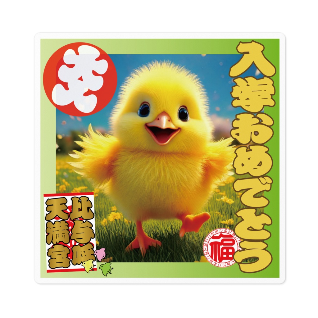 なるわん座招福ステッカー卒業おめでとう（ひよこ）７