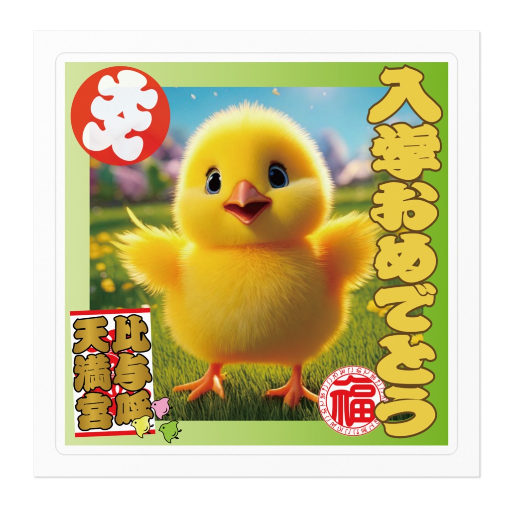 なるわん座招福ステッカー入学おめでとう(ひよこ)6