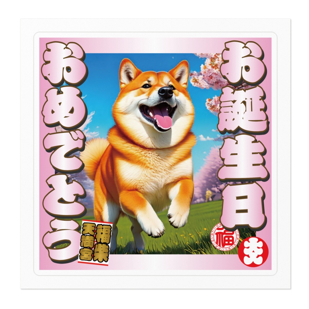 なるわん座招福ステッカー・お誕生日おめでとう(柴犬)その12