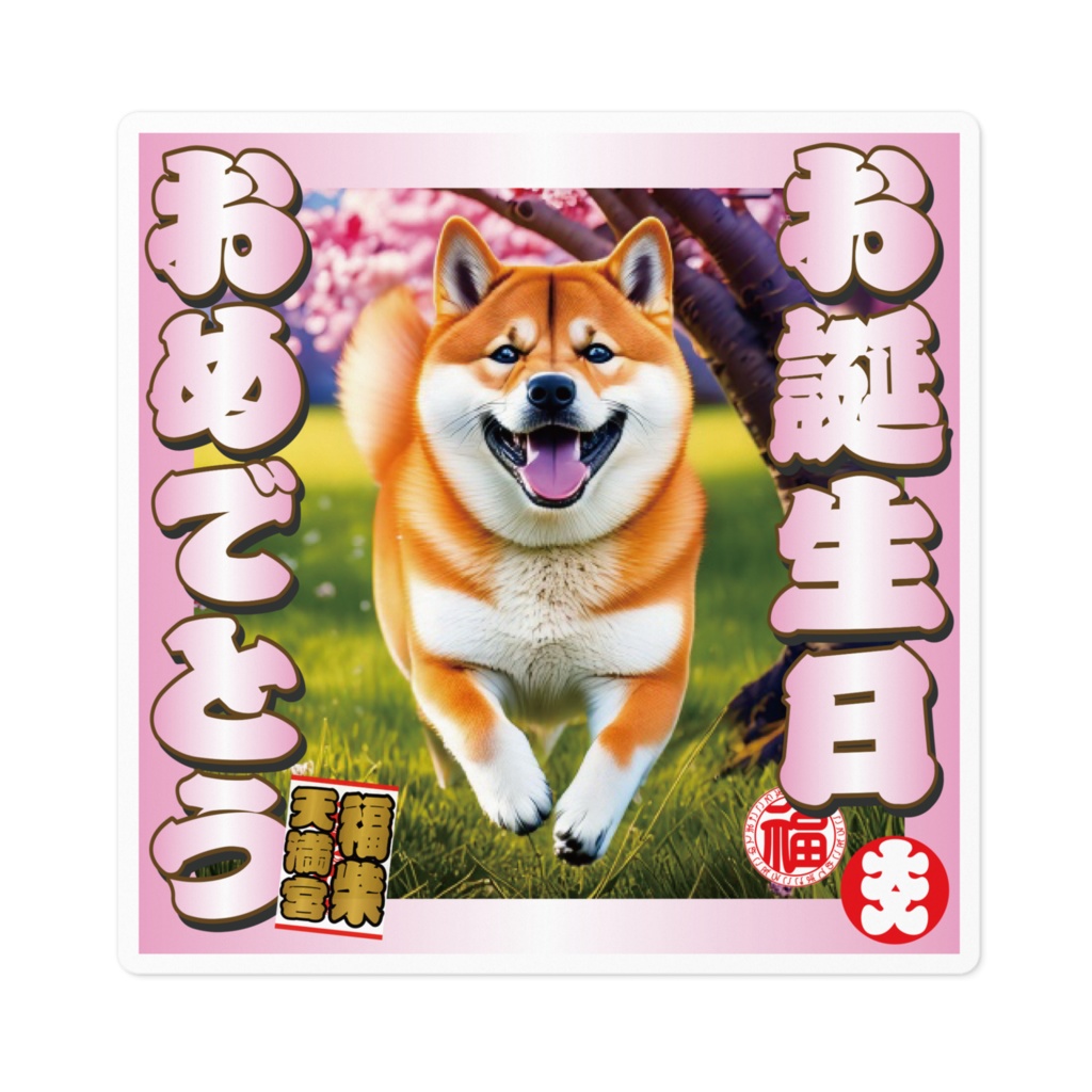 なるわん座招福ステッカー・お誕生日おめでとう(柴犬)その11