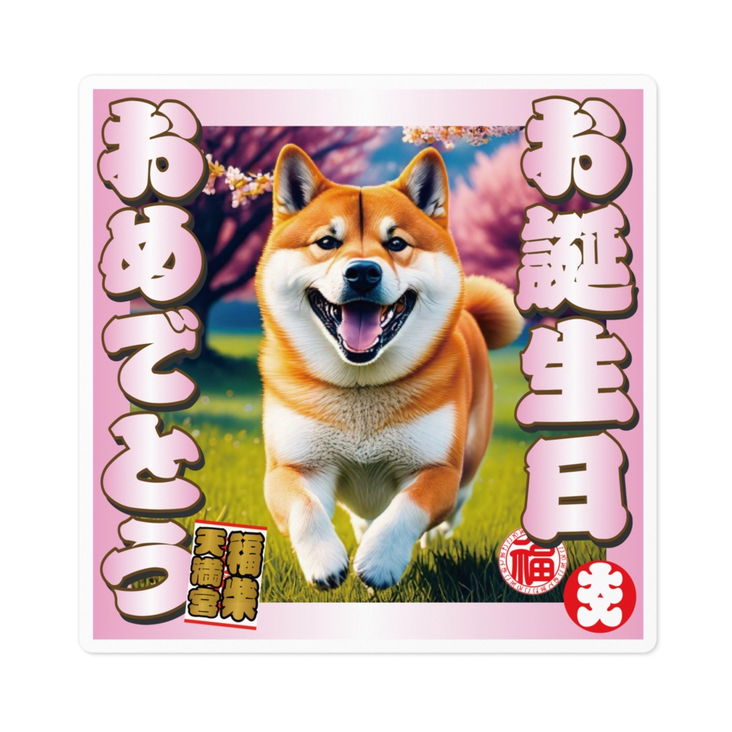 なるわん座招福ステッカー・お誕生日おめでとう(柴犬)その10