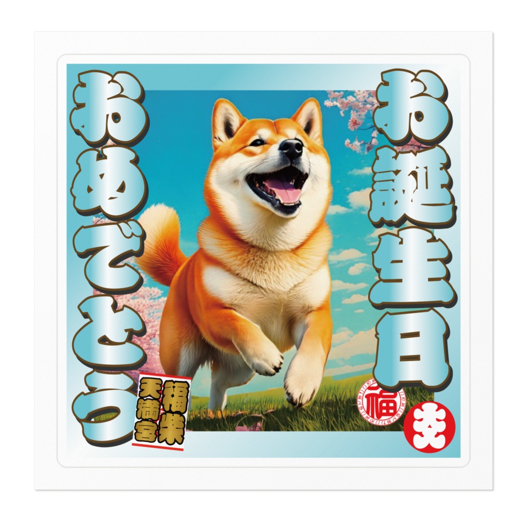 なるわん座招福ステッカー・お誕生日おめでとう(柴犬)その7