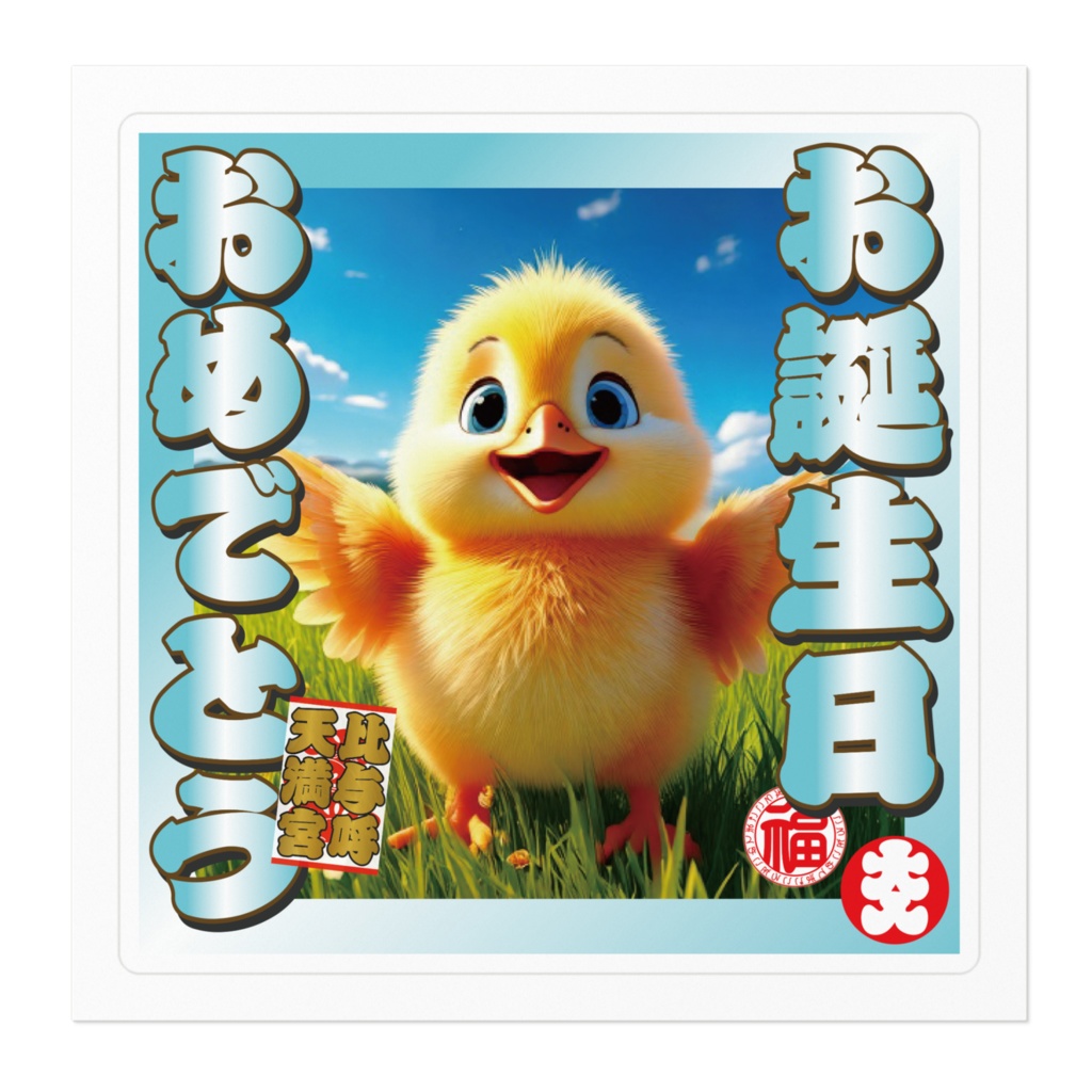 なるわん座招福ステッカー・お誕生日おめでとう(ひよこ)その7