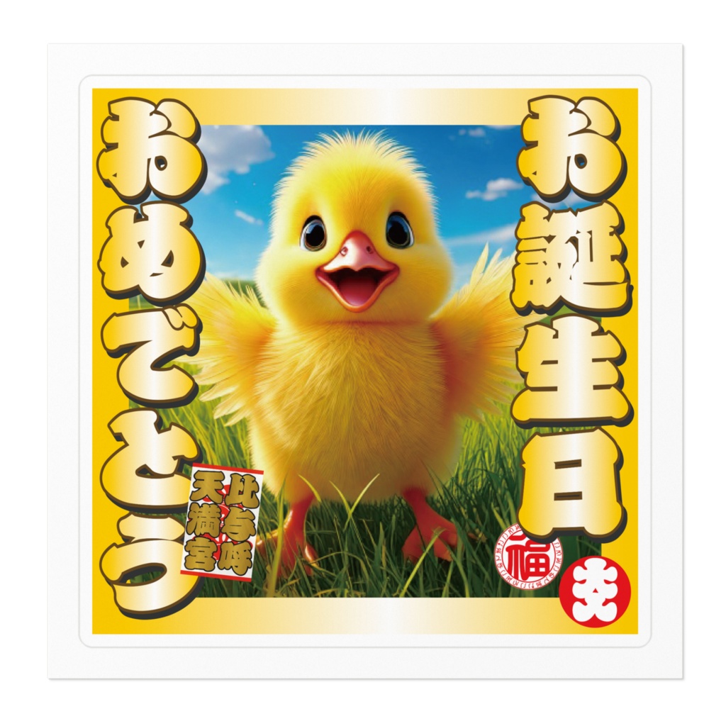 なるわん座招福ステッカー・お誕生日おめでとう(ひよこ)その3