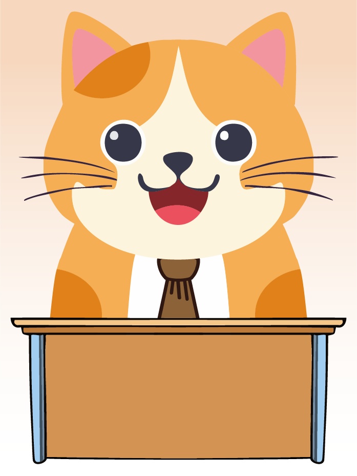 ダウンロード販売素材・販促イラスト素材・ねこ先生ZIP (AI, PNG形式)