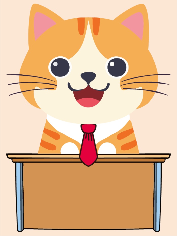 ダウンロード販売素材・販促イラスト素材・ねこ先生ZIP (AI, PNG形式)