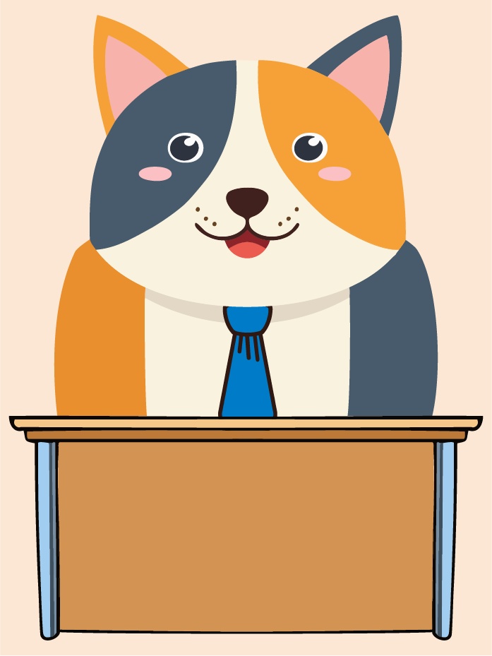 ダウンロード販売素材・販促イラスト素材・ねこ先生ZIP (AI, PNG形式)