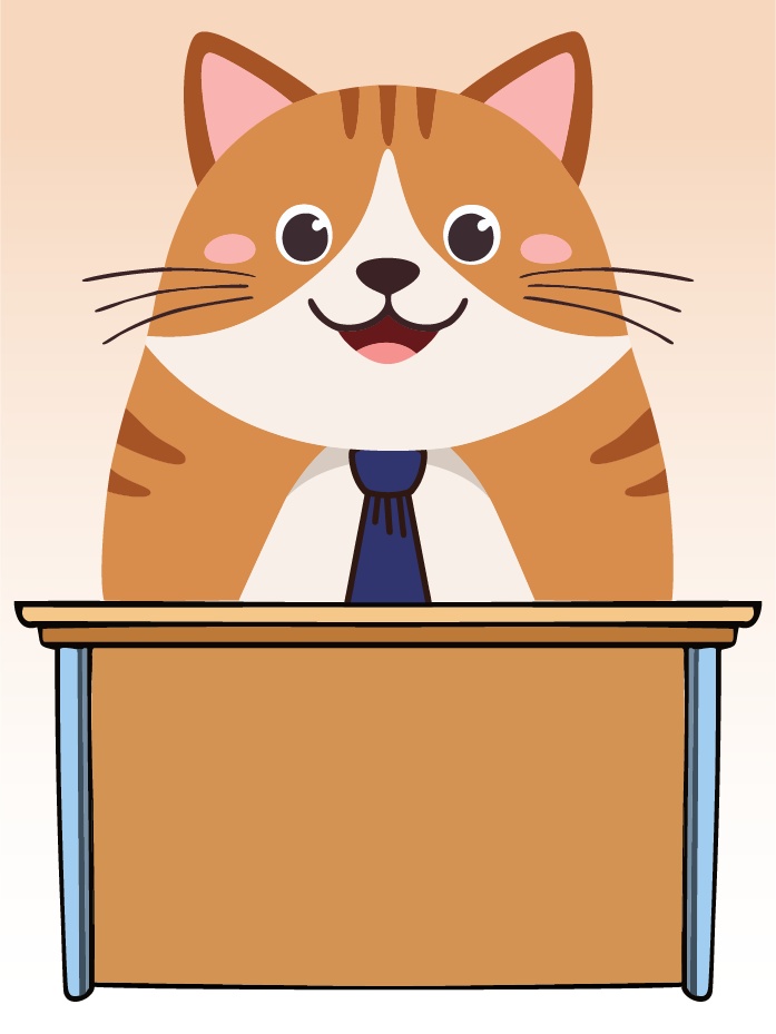 ダウンロード販売素材・販促イラスト素材・ねこ先生ZIP (AI, PNG形式)