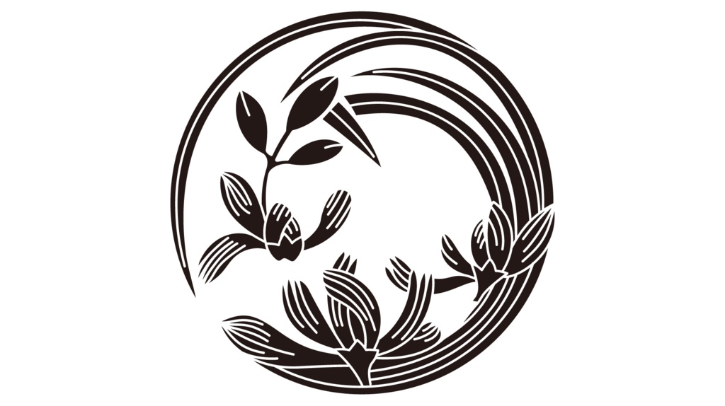 ダウンロード販売素材・家紋素材(黒)・蘭(15種)ZIP (AI, PNG形式)