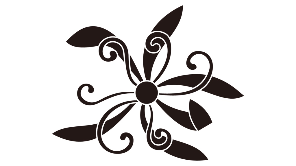 ダウンロード販売素材・家紋素材(黒)・蘭(15種)ZIP (AI, PNG形式)