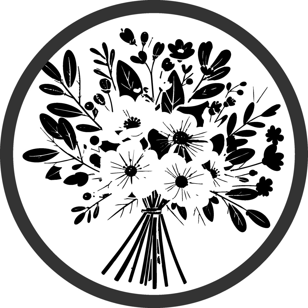 ダウンロード販売素材・12の花束シルエットアイコンセットZIP (AI, PNG形式)