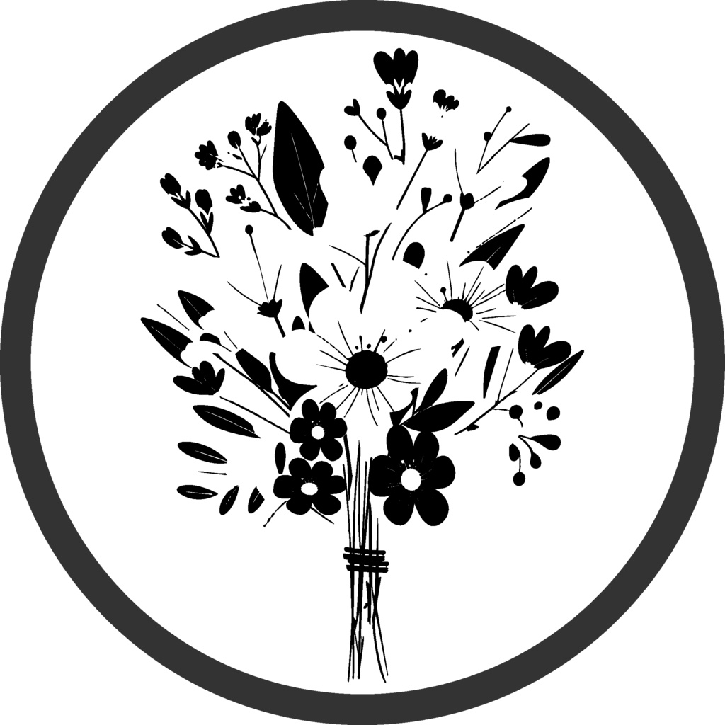 ダウンロード販売素材・12の花束シルエットアイコンセットZIP (AI, PNG形式)